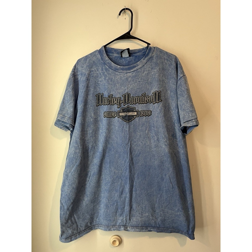 Vintage Harley Davidson Y2K Tshirt Mount McKinley‎ Short Sleeve Size Large Blue